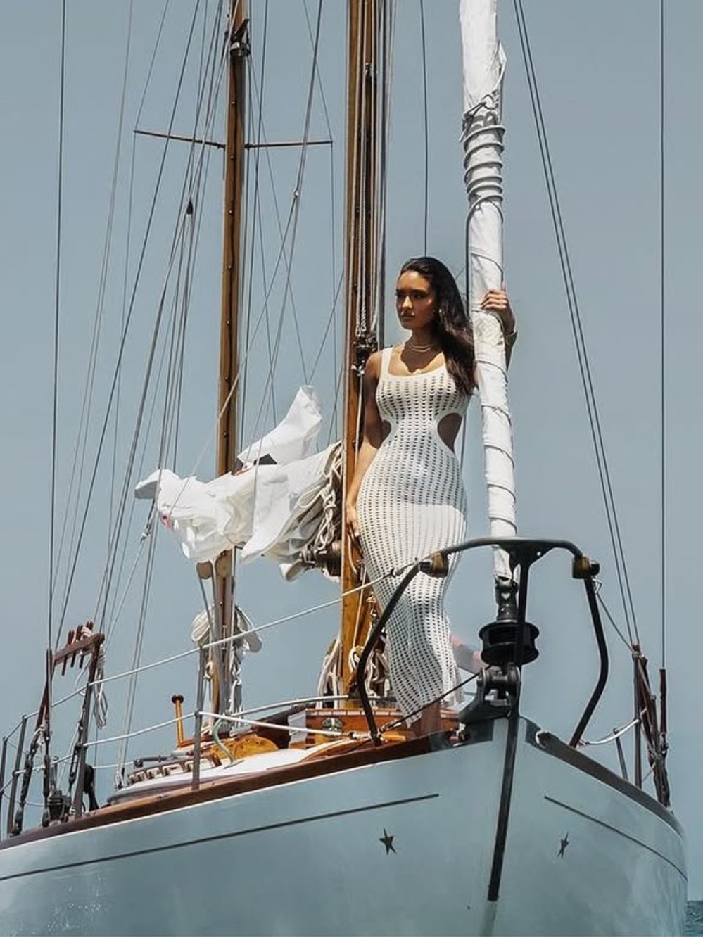 Jluxlabel- White Knit Maxi Dress - Beach Ready - Very Flattering